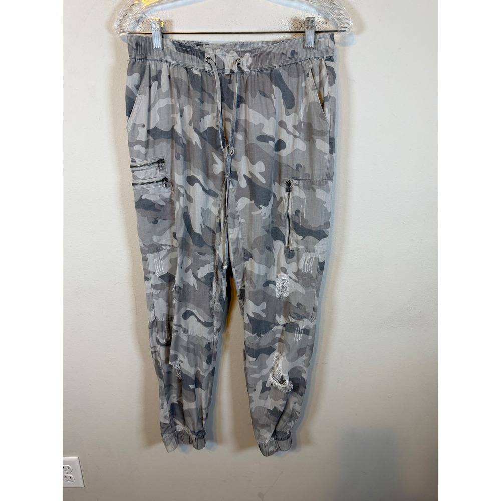 Vintage Havana Womens Jogger Pants Distressed Camo Gray Size S